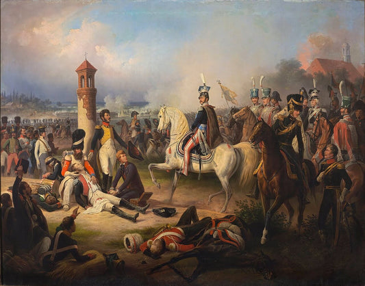 A historic painting depicting the Battle of Raszyn