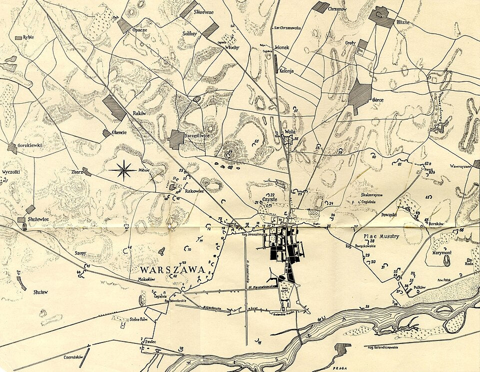 A plan of the Polish field fortifications in Warsaw during the November Uprising