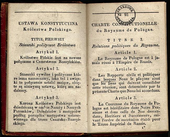 A bilingual French and Polish edition of the May 3 1791 Polish Constitution