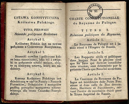 A bilingual French and Polish edition of the May 3 1791 Polish Constitution
