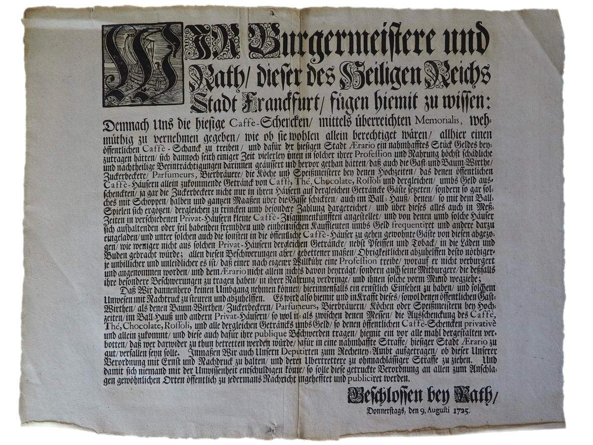 Who Could Sell Coffee? A Frankfurt Coffeehouse Broadside, 1725