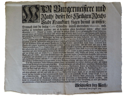 Who Could Sell Coffee? A Frankfurt Coffeehouse Broadside, 1725