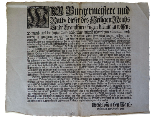 Who Could Sell Coffee? A Frankfurt Coffeehouse Broadside, 1725