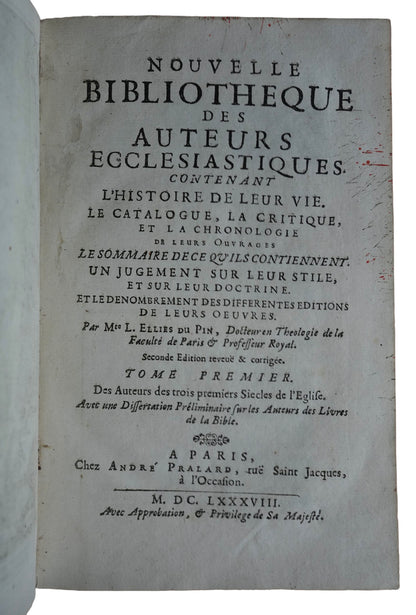 Historia Kościoła i Ojcowie Kościoła Du Pina, 1688–1701