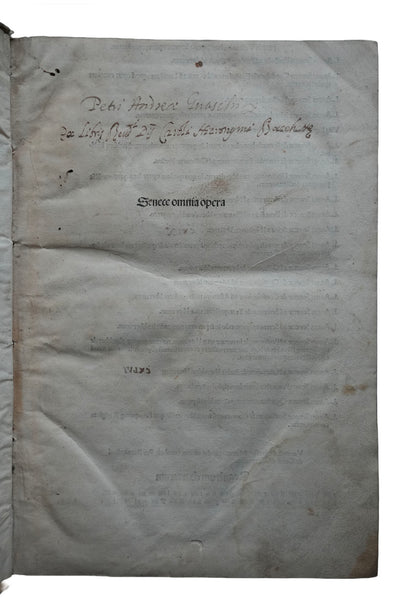 Seneca on Stoicism, Life and Virtue: A Venetian Incunable of 1492