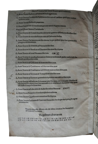 Seneca on Stoicism, Life and Virtue: A Venetian Incunable of 1492