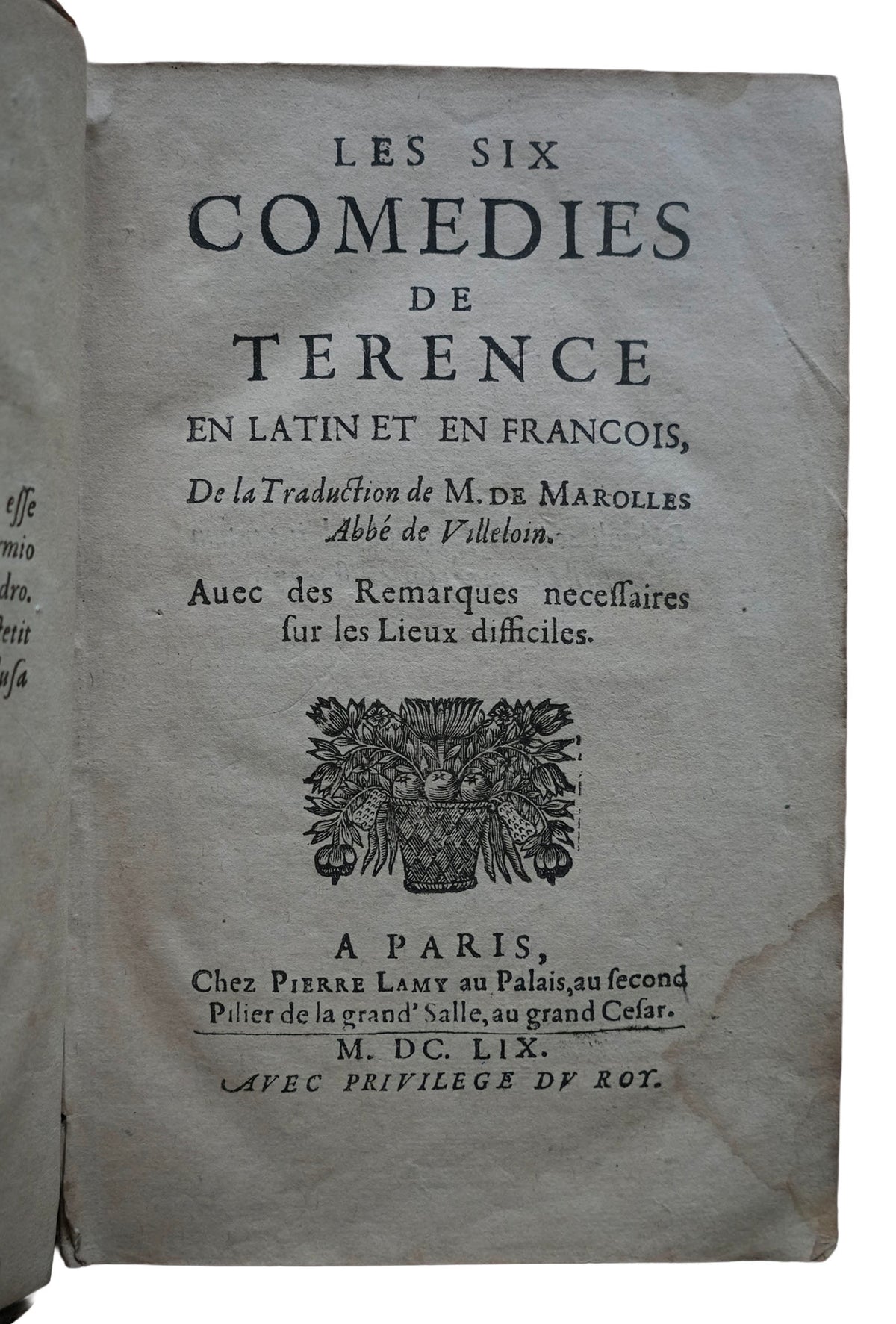 An Early Manuscript Witness to the Contemporary Reception of Molière: Terence's Comedies, 1659