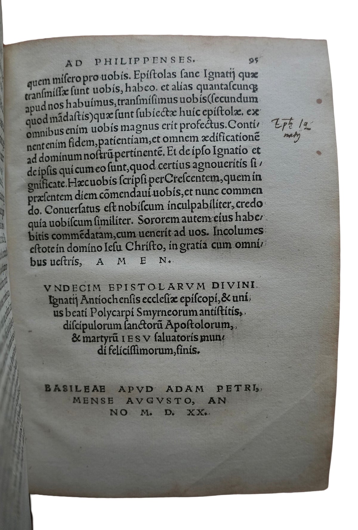 The Apostolic Fathers in Print: Ignatius of Antioch & Polycarp, Basel 1520