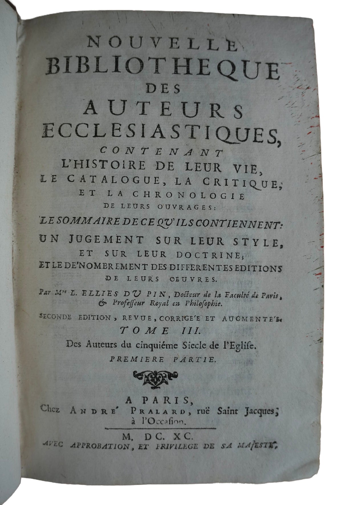 Historia Kościoła i Ojcowie Kościoła Du Pina, 1688–1701
