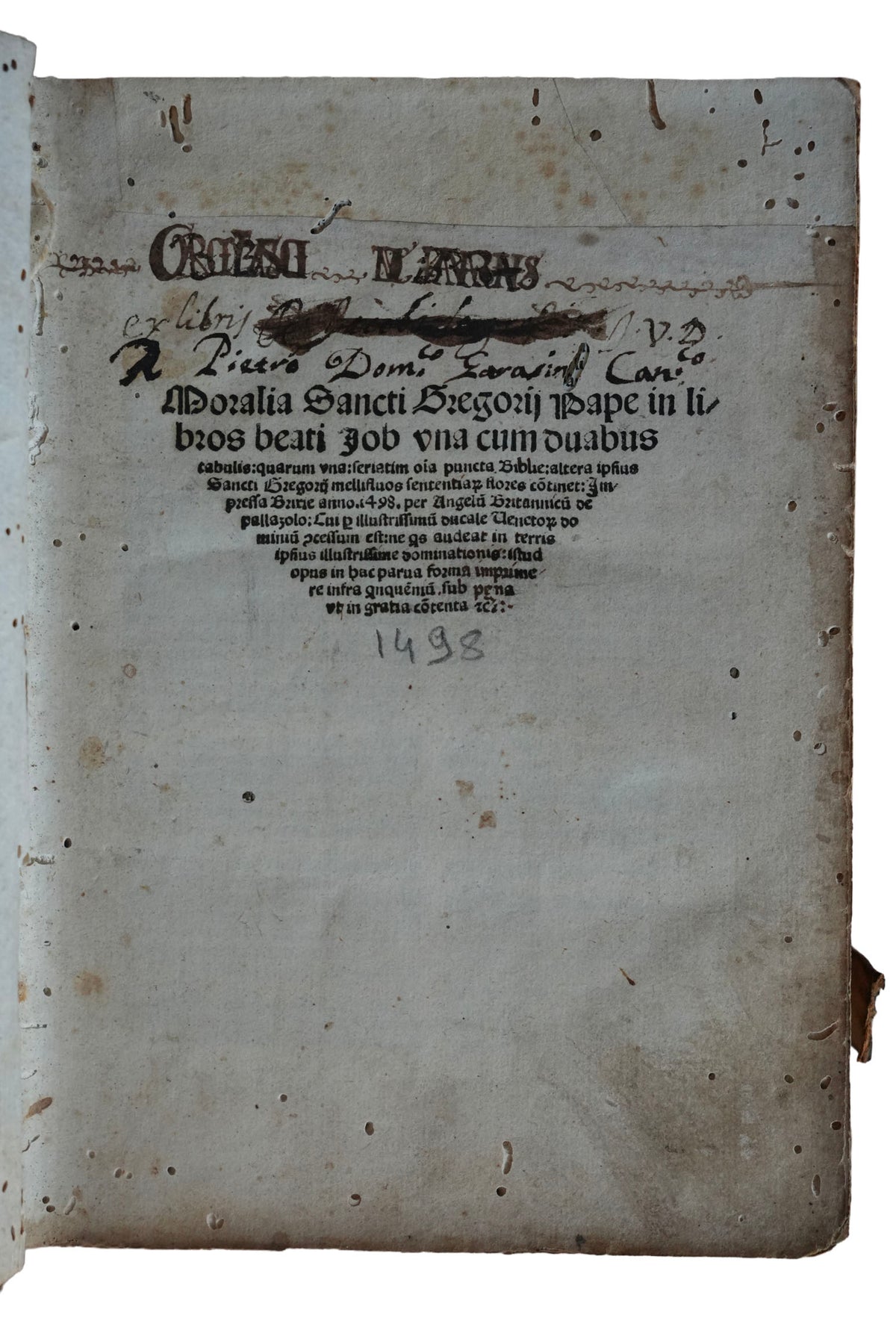Gregory the Great’s Moralia in Job, 1498: A Late Incunable with an Ave Maria Binding