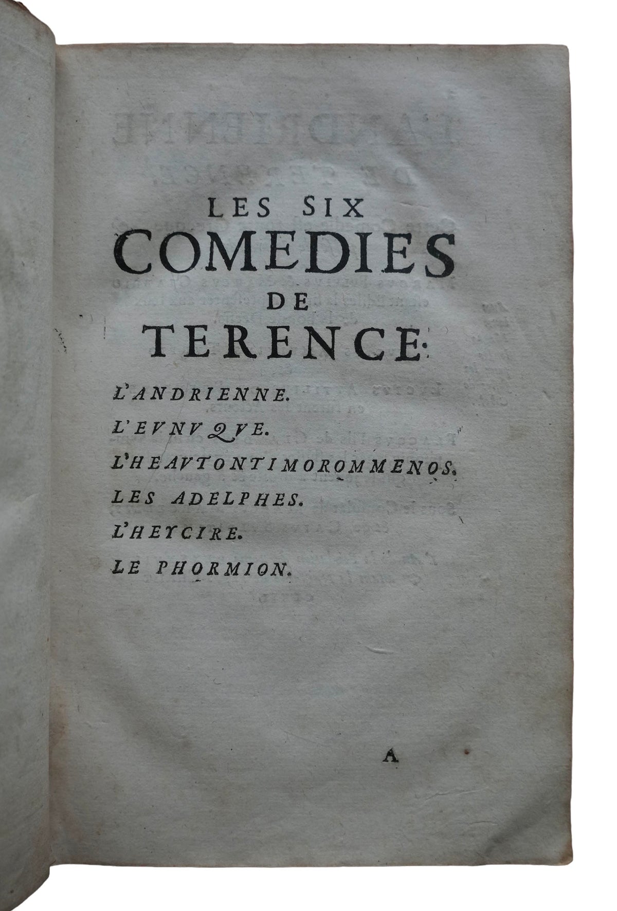 An Early Manuscript Witness to the Contemporary Reception of Molière: Terence's Comedies, 1659