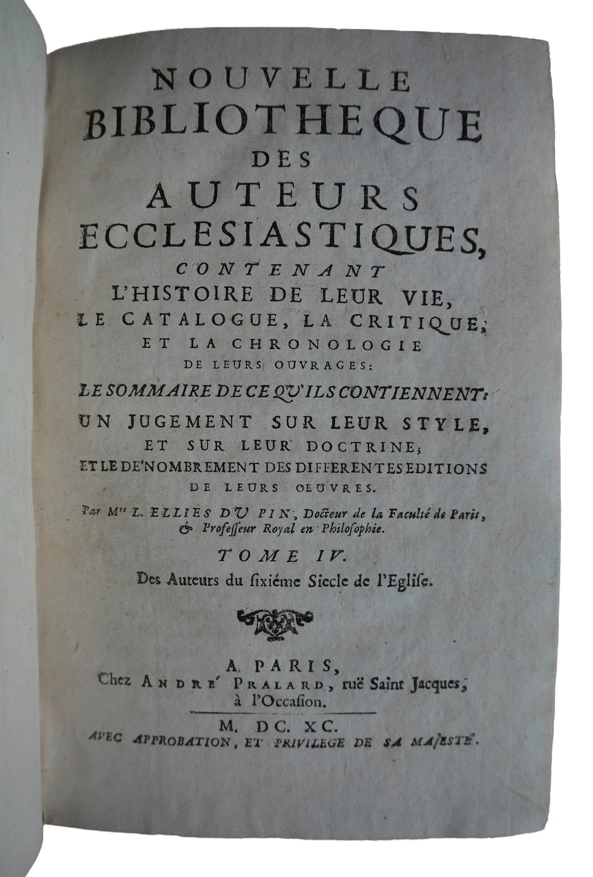 Historia Kościoła i Ojcowie Kościoła Du Pina, 1688–1701