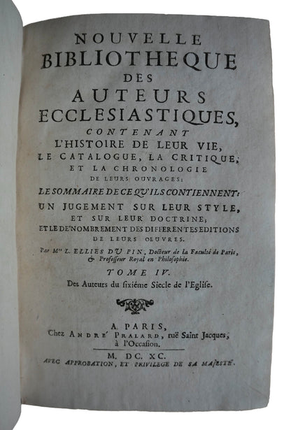 Historia Kościoła i Ojcowie Kościoła Du Pina, 1688–1701