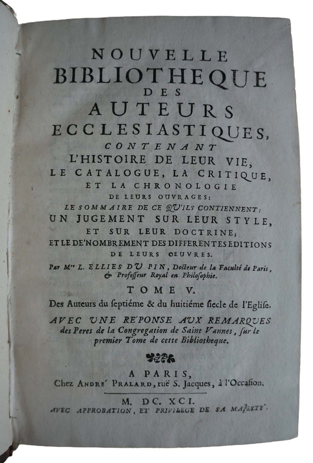 Historia Kościoła i Ojcowie Kościoła Du Pina, 1688–1701