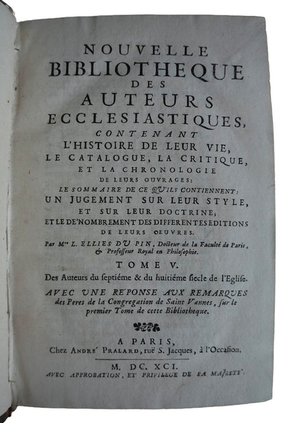 Historia Kościoła i Ojcowie Kościoła Du Pina, 1688–1701