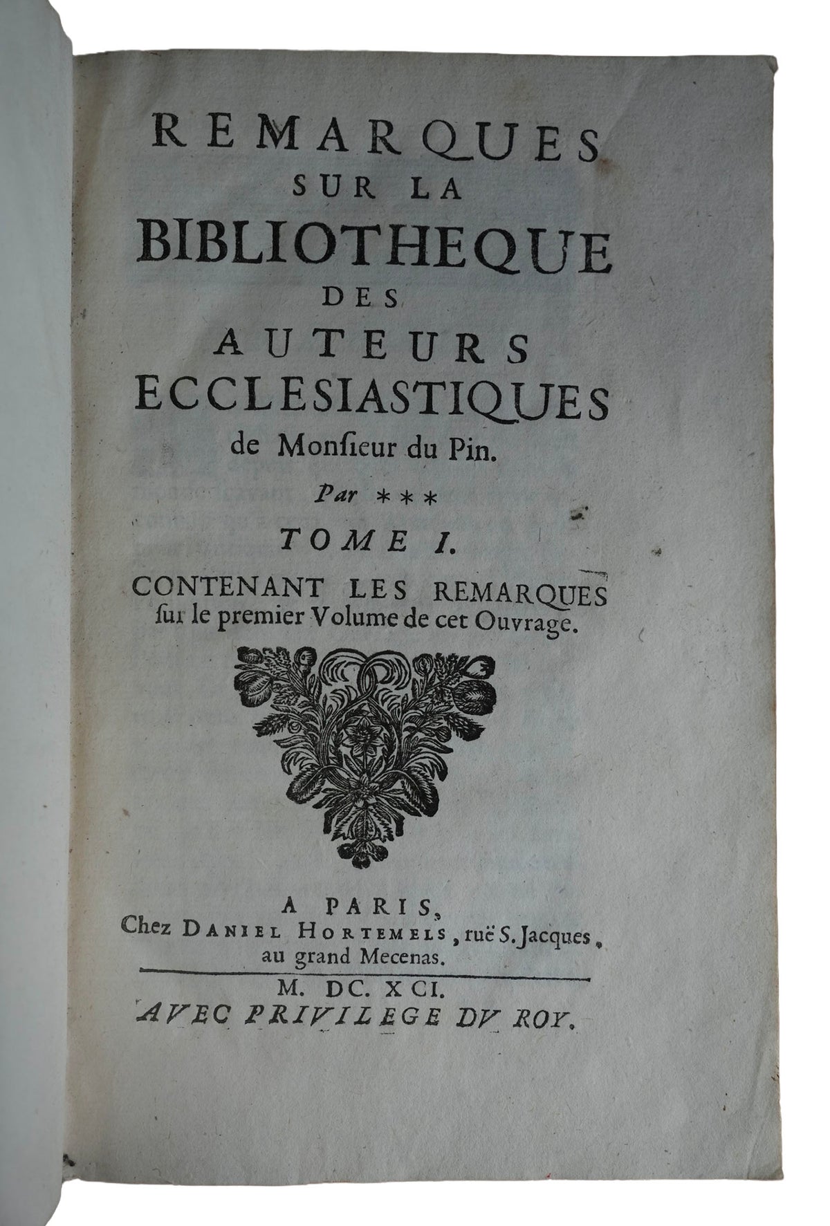 Historia Kościoła i Ojcowie Kościoła Du Pina, 1688–1701