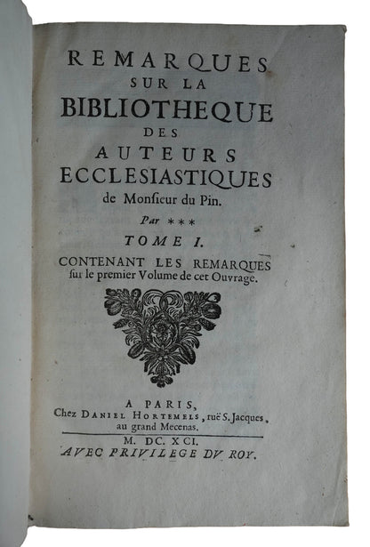 Historia Kościoła i Ojcowie Kościoła Du Pina, 1688–1701