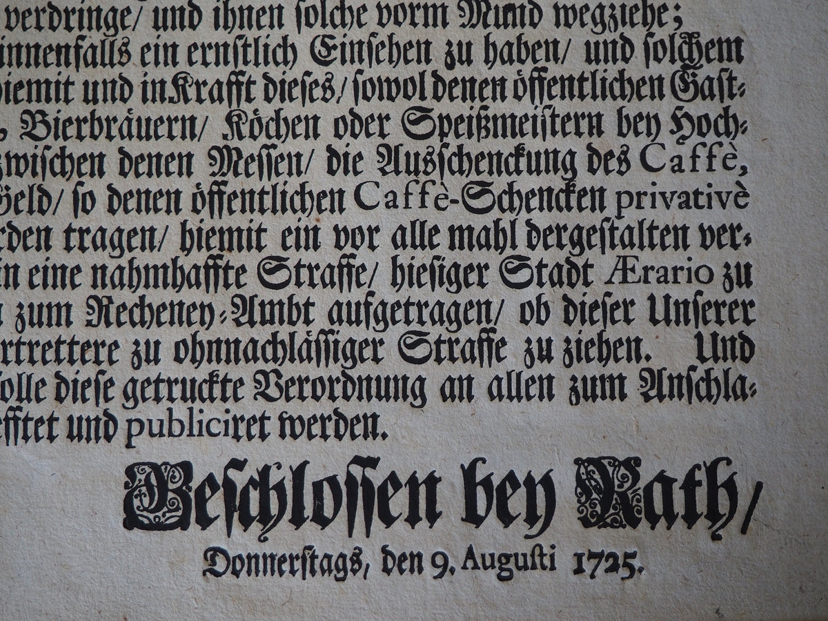 Who Could Sell Coffee? A Frankfurt Coffeehouse Broadside, 1725