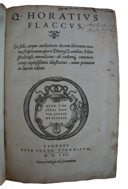 Horace Opera: A Typographical Masterpiece, 1561