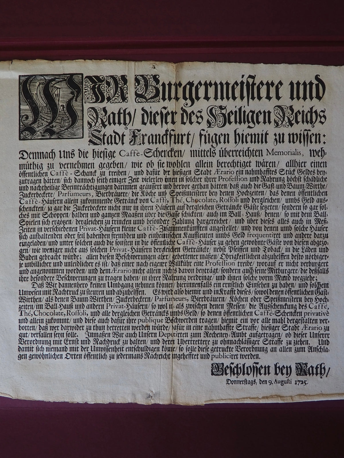 Who Could Sell Coffee? A Frankfurt Coffeehouse Broadside, 1725